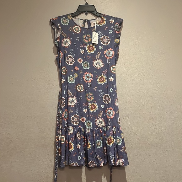 New Marine Layer Laney Mini Dress Marlin Hibiscus Floral size L - Picture 11 of 14